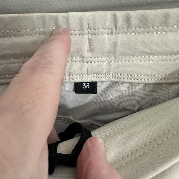 shorts gym training athletic sports drawstring waist pockets tan 38 - Picture 8 of 9